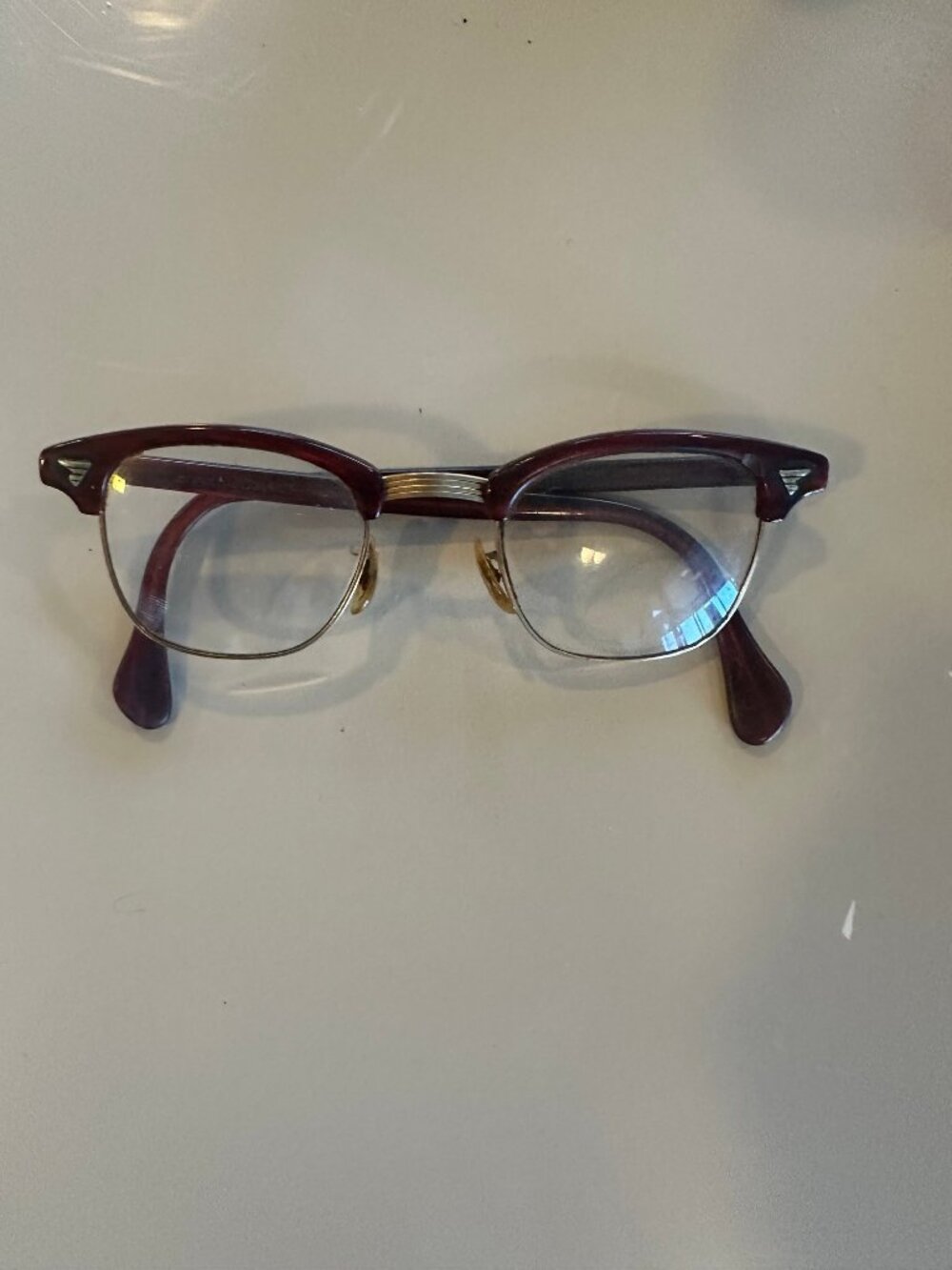 American Optical Eyeglasses Mens Black Gold Browline 1/10 12KGF